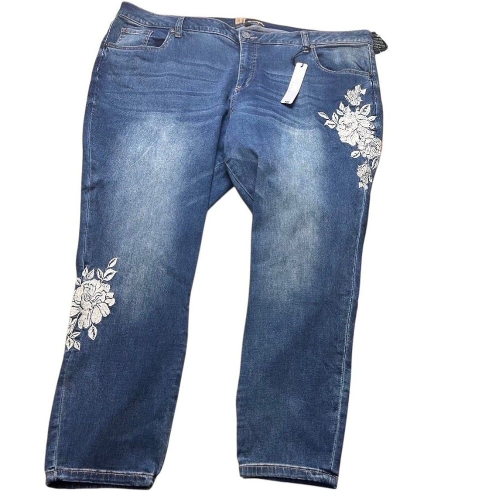 Kut From The Kloth New Janet Women's Embroidered Skinny Ankle Jeans Size 24W - Picture 3 of 7